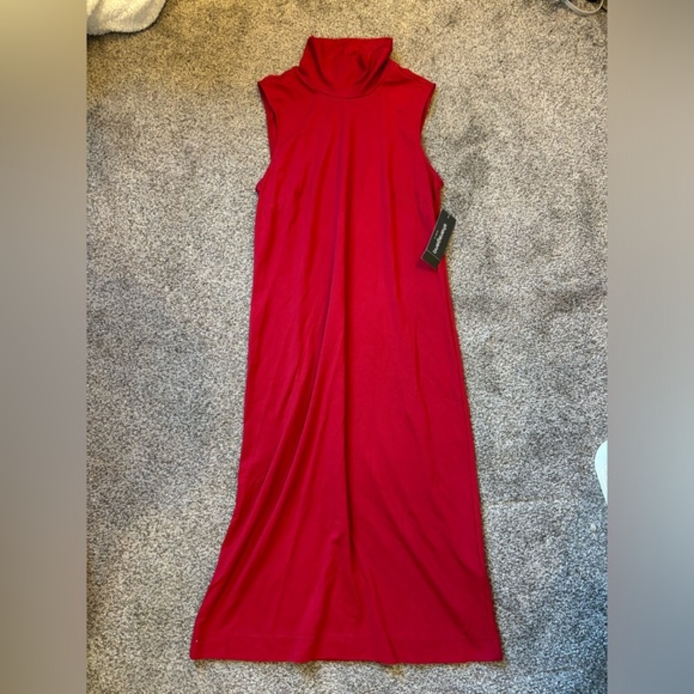 Sharagano High Neck Midi Dress